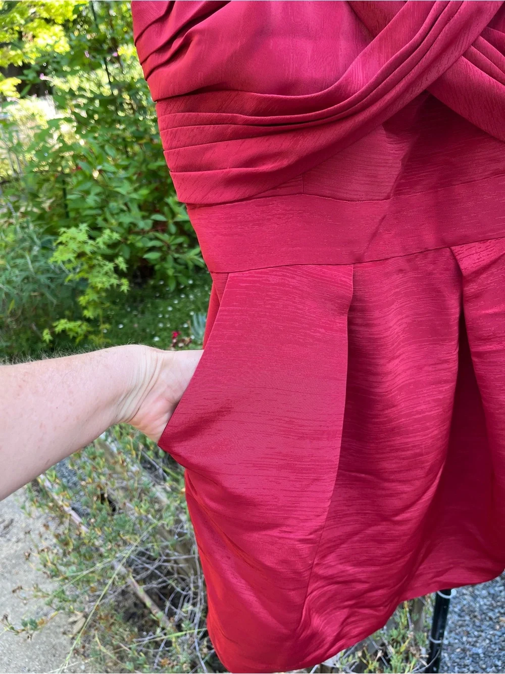 BCBGeneration Rose Red Pleated Cocktail Dress - Picture 3 of 5